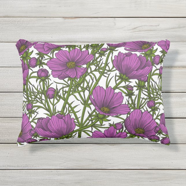 Coussin D'extérieur Fleurs de cosmos violet (Devant)