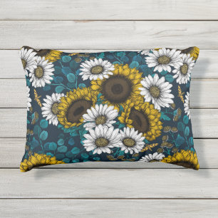 Coussin D'extérieur Fleurs de soleil et marguerites, jardin d'été 2