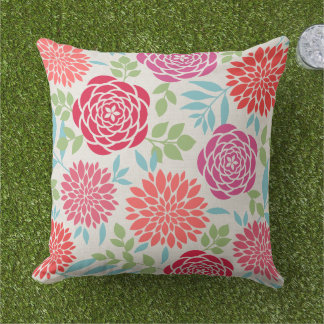 Coussin D'extérieur Fleurs d'été rose moderne Motif