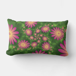 Coussin D'extérieur Fleurs Imaginaires roses Art Fractal Abstrait mode