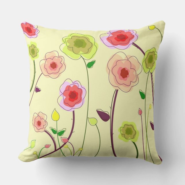 Coussin D'extérieur Fleurs Whimsical (Recto)