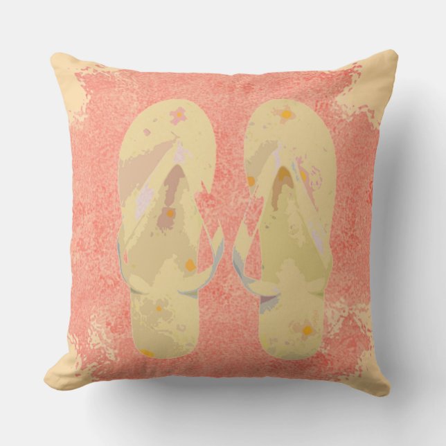 Coussin D'extérieur Flip Flops Coral Jaune (Recto)