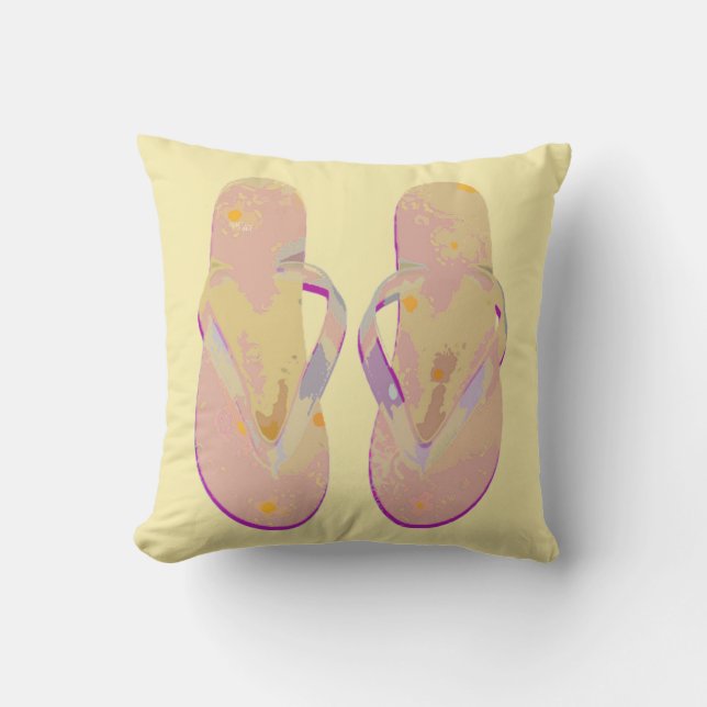 Coussin D'extérieur Flip Flops jaune et violet (Recto)