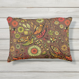 Coussin D'extérieur Fly, Fly Dragonfly on cinnamon brown