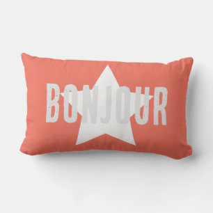 Coussin D'extérieur Fond minimaliste rose bonjour personnalisé