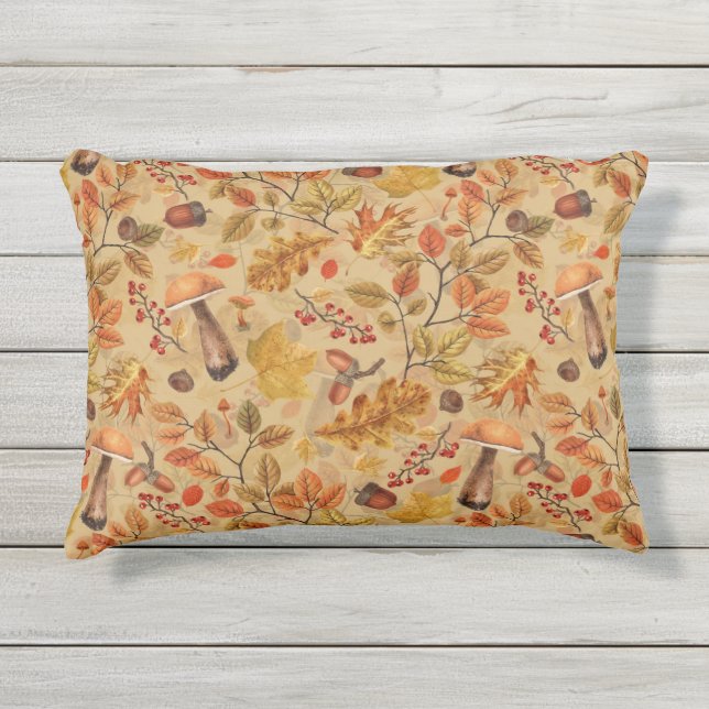 Coussin D'extérieur Forêt automnale sur ocre (Devant)