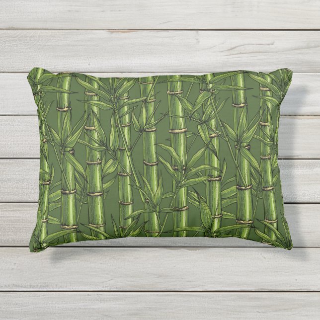 Coussin D'extérieur Forêt de bambou en vert (Devant)