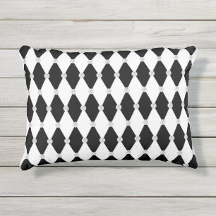 Coussin D'extérieur Forme de diamant de Rhombus blanc noir arlequin