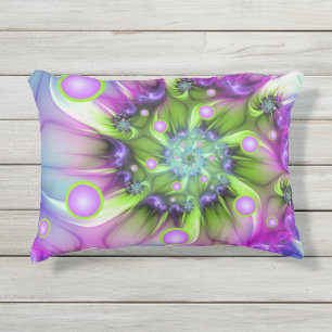 Coussin D'extérieur Formes arrondies de spirale colorées Art fractal A