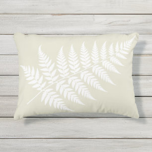 Coussin D'extérieur Fougère blanche verte claire inspirée des bois