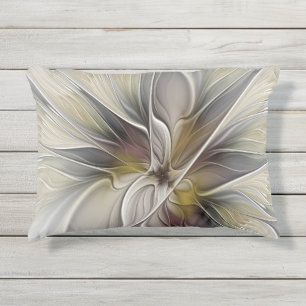 Coussin D'extérieur Fractal floral, fleur de fantaisie aux couleurs de