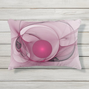 Coussin D'extérieur Fractal, moderne Berry Abstrait Art rose