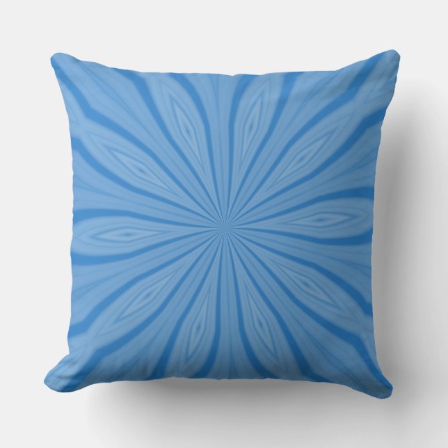 Coussin D'extérieur Fractale de stries radiales bleues de Hanoukka (Recto)