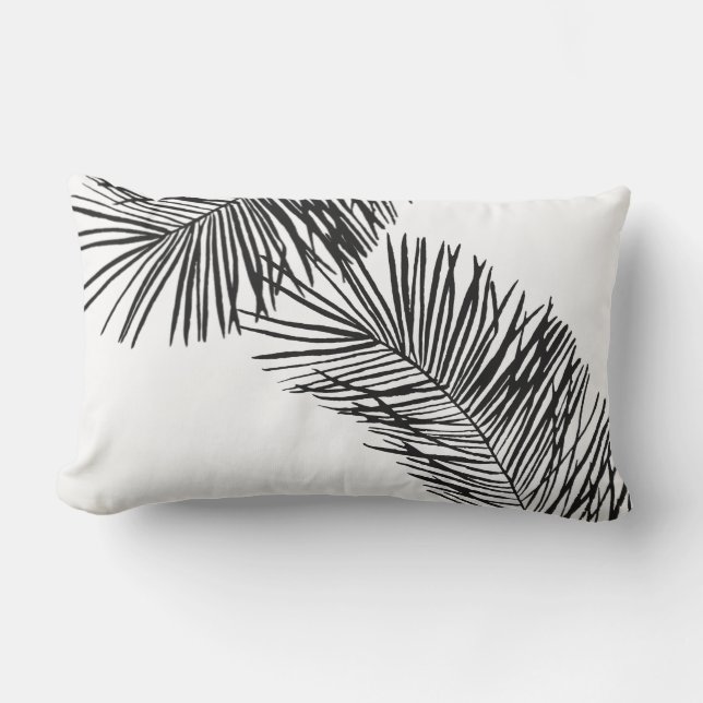 Coussin D'extérieur Franges de palme noir et blanc en extérieur (Recto)