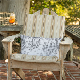 Coussin D'extérieur French toile de jouy patio noir et blanc élégant
