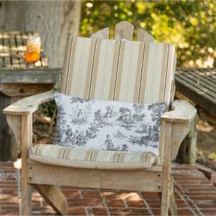 Coussin D'extérieur French toile de jouy patio noir et blanc extérieur