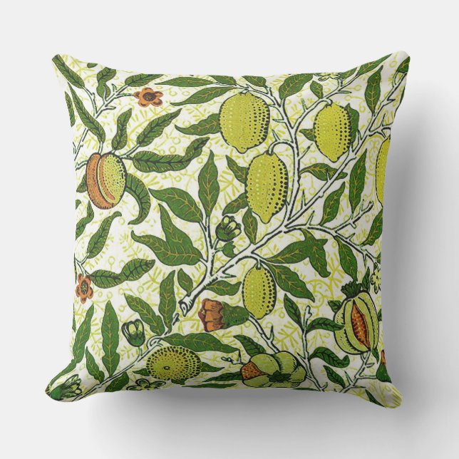 Coussin D'extérieur Fruit exotique de William Morris, jaune citron (Recto)