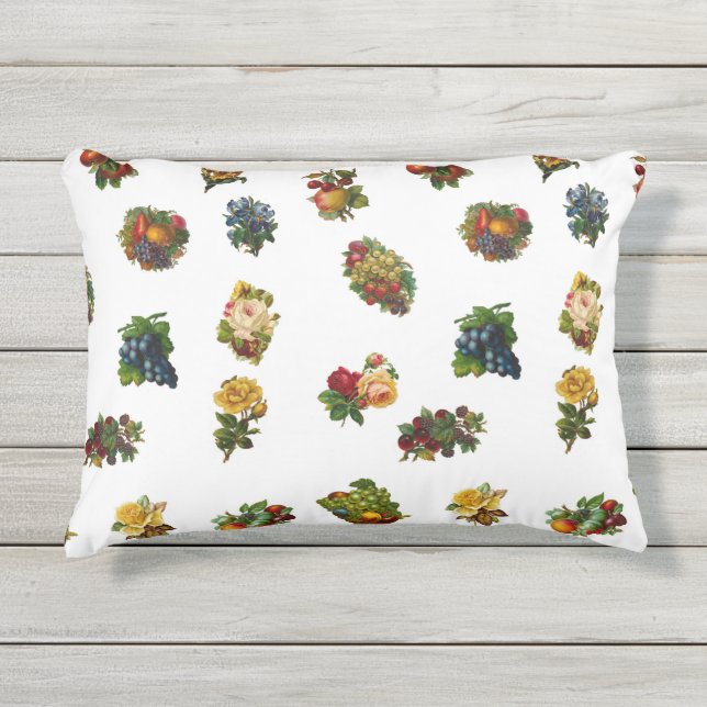 Coussin D'extérieur Fruits et fleurs vintages (Devant)