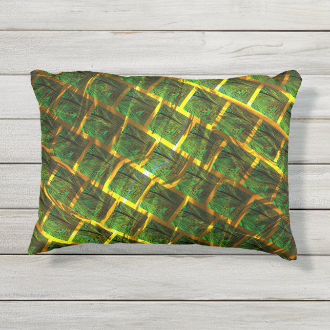 Coussin D'extérieur Fundo com imagem verde sob grade dourada ? (Dos)