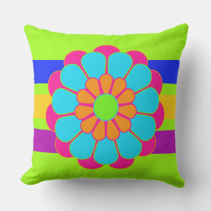 Coussin D'extérieur Funny Flower Power Bloom III + bandes colorées