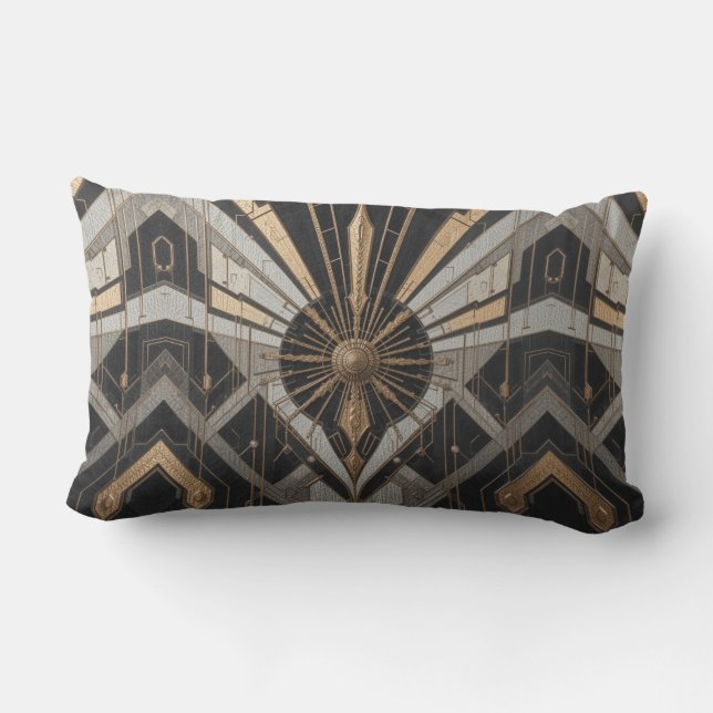 Coussin D'extérieur Géométrie dorée et verte extérieure (Verso)