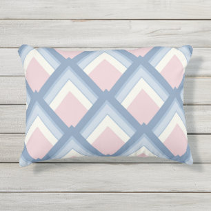 Coussin D'extérieur géométrique Abstraite, bleue, rose et blanc cassé