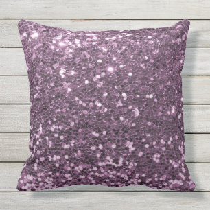 Coussin D'extérieur Glam Lavender Purple Faux Parties scintillant Impr
