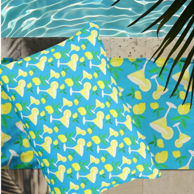 Coussin D'extérieur Gouttes de citron citrons bleu caraïbe  (Time to relax!)
