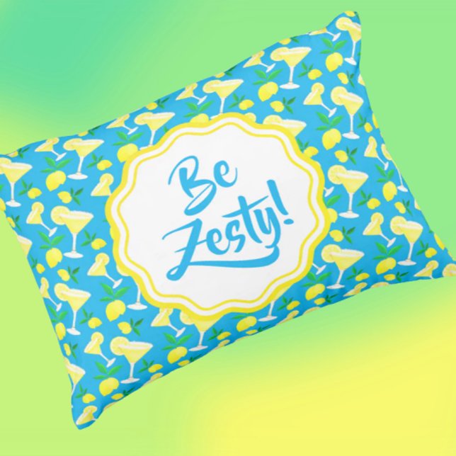 Coussin D'extérieur Gouttes de citron Zesty Caraïbes Bleu  (Words to live by!)