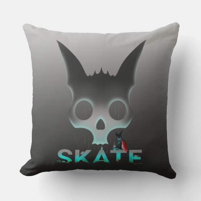 Coussin D'extérieur Graffiti de crâne - Chat (Recto)