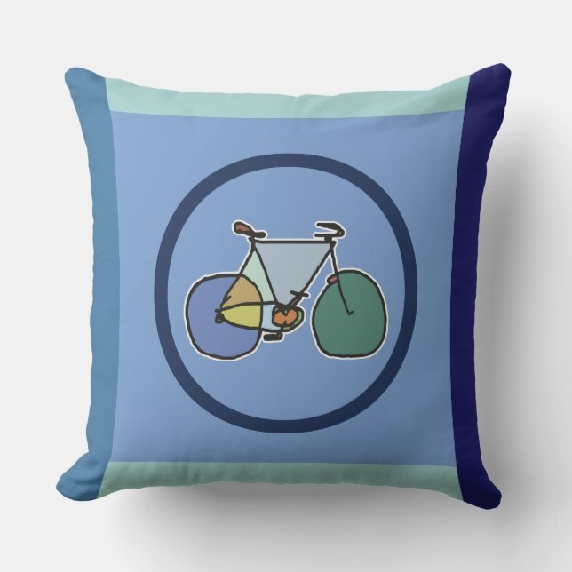 Coussin D'extérieur graphique et géométrique bleu (Recto)