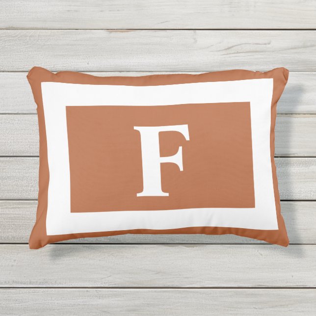 Coussin D'extérieur Gras Monogram Orange Terracotta Été (Devant)