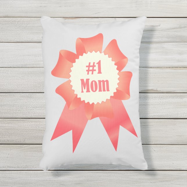 Coussin D'extérieur Gratitude Numéro Une maman lauréat du prix ruban (Devant (Vertical))