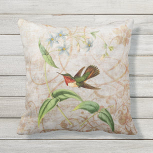 Coussin D'extérieur Grunge Scintillant de cru de colibri