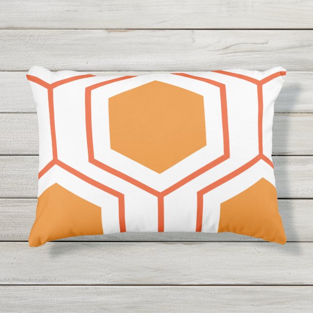 Coussin D'extérieur Hexagon abstract geometrical pattern en orange et (Devant)