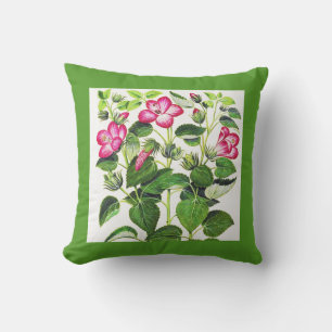 Coussin D'extérieur Hibiscus italien rose, imprimé vintage