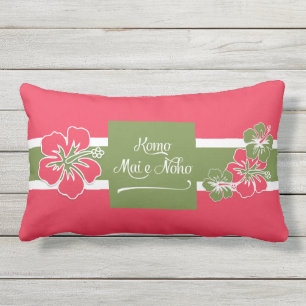 Coussin D'extérieur Hibiscus rose chaud Hawaï Bienvenue au paradis