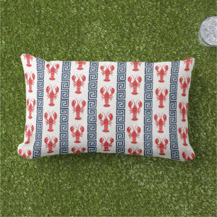 Coussin D'extérieur Homard Prépa Clé Grecque - Monogramme Rouge & Mari