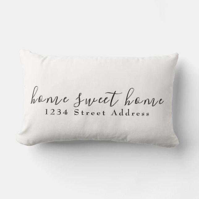Coussin D'extérieur Home Sweet Home & Adresse | Script | Blanc (Recto)