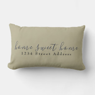Coussin D'extérieur Home Sweet Home & Adresse   Script   Sage Green