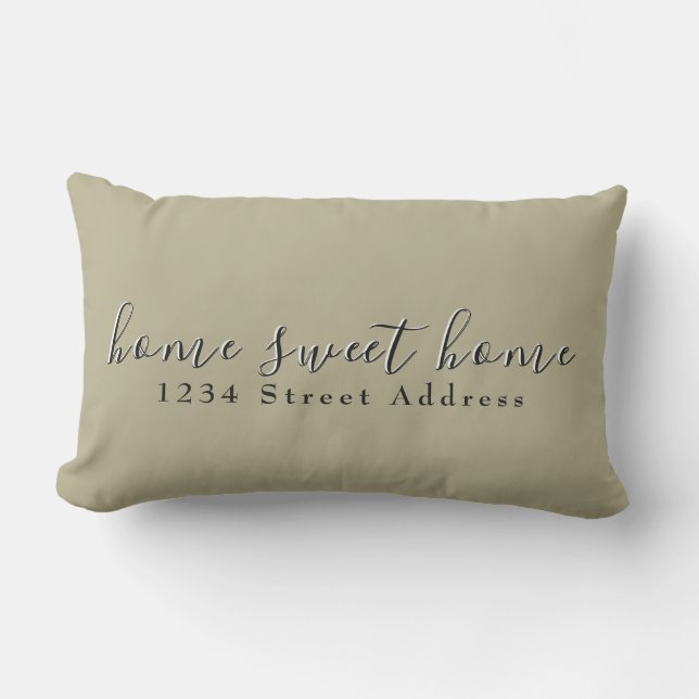 Coussin D'extérieur Home Sweet Home & Adresse | Script | Sage Green (Recto)