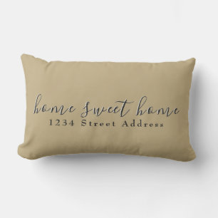 Coussin D'extérieur Home Sweet Home & Adresse Script Tan & Noir
