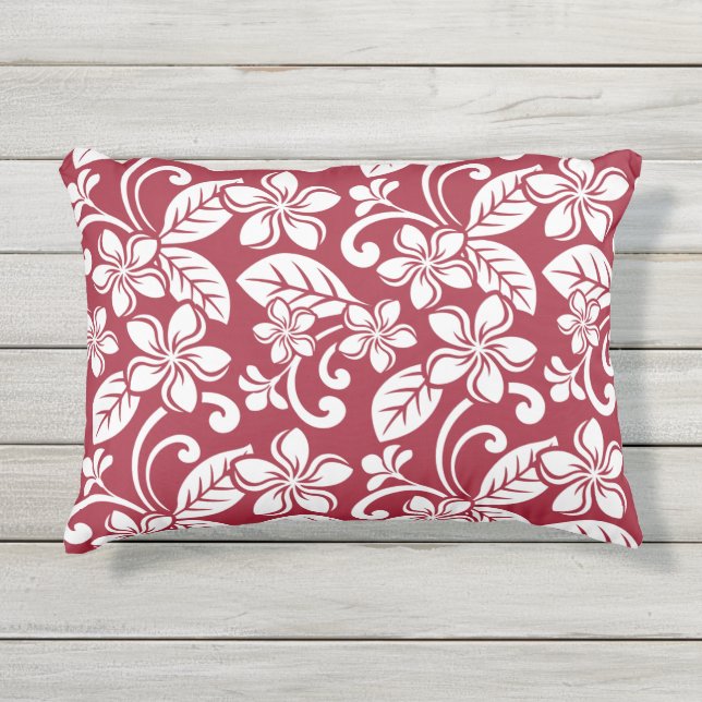 COUSSIN D'EXTÉRIEUR ÎLE PLUMERIA (ROUGE CARDINAL) (Devant)