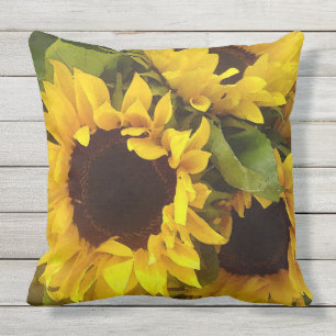 Coussin D'extérieur Illustration à la maison moderne de tournesols