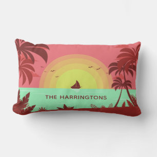 Coussin D'extérieur Illustration de plage nom personnalisé lancer des