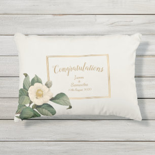 Coussin D'extérieur Illustration florale blanche simple   Cadeau Maria