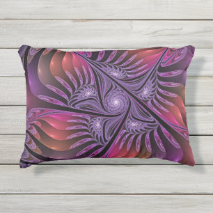 Coussin D'extérieur Imaginaire coloré Abstrait Trippy Violet Fractal