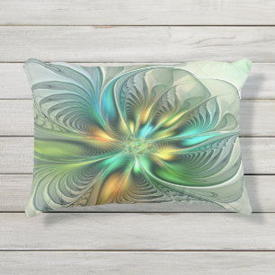 Coussin D'extérieur Imaginaire coloré Moderne Fleur Abstraite Fractale