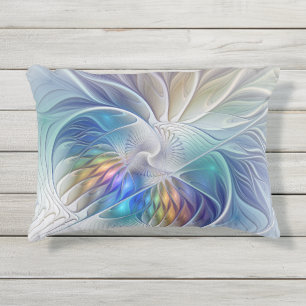 Coussin D'extérieur Imaginaire Floral, Fleur Fractale Abstraite coloré