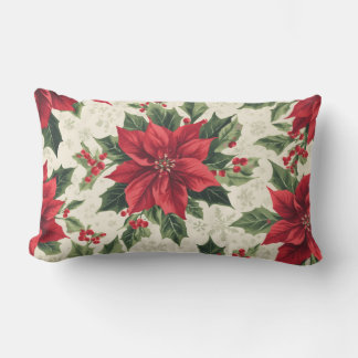Coussin D'extérieur Impression classique de Noël rouge vert Poinsettia